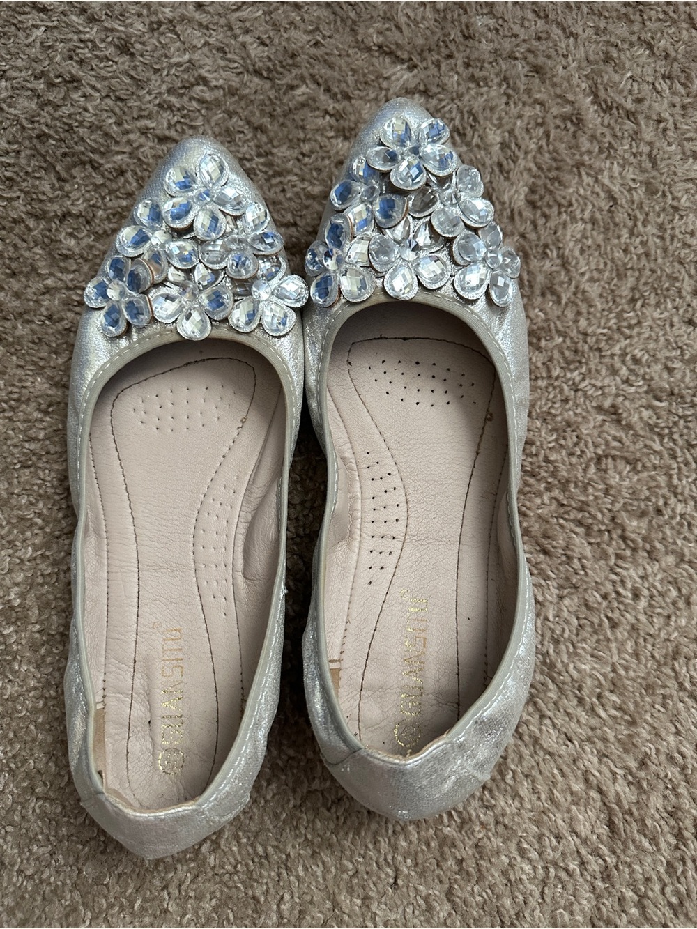 Guansitu Women's Foldable Embellished Ballerina
Slip-On Rhinestone Flats